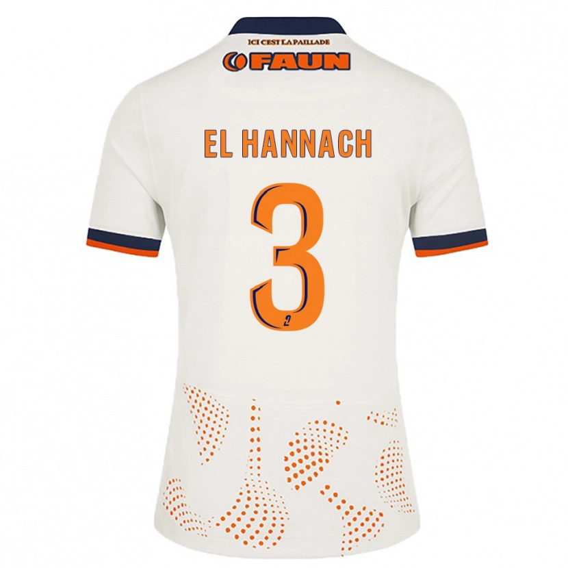 Danxen Niño Camiseta Naoufel El Hannach #3 Blanco Naranja 2ª Equipación 2025/26 La Camisa