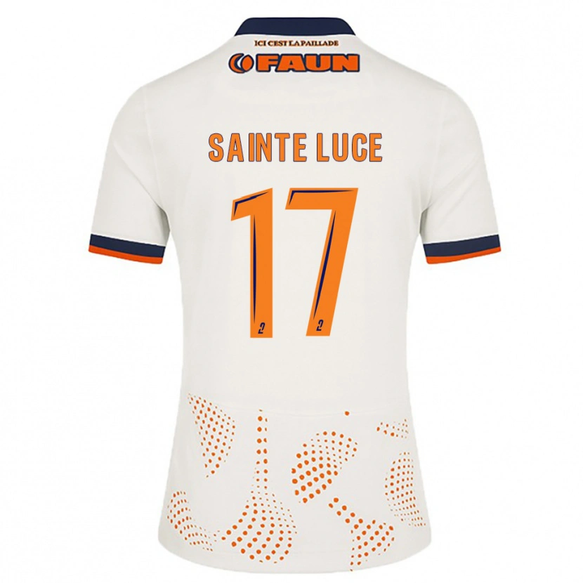 Danxen Niño Camiseta Théo Sainte-Luce #17 Blanco Naranja 2ª Equipación 2025/26 La Camisa