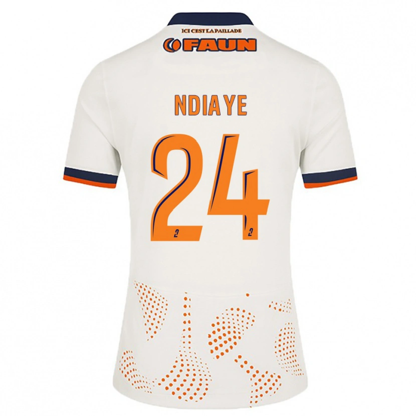 Danxen Niño Camiseta Junior Ndiaye #24 Blanco Naranja 2ª Equipación 2025/26 La Camisa