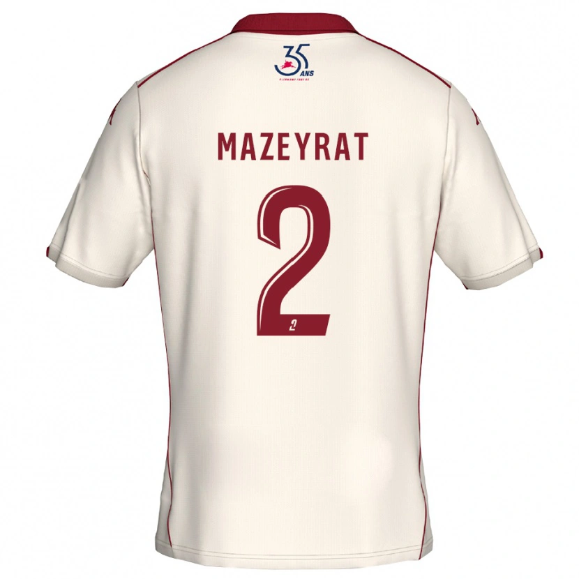 Danxen Niño Camiseta Gabin Mazeyrat #2 Blanco Borgoña 2ª Equipación 2025/26 La Camisa