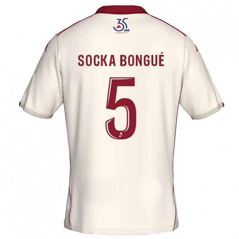 Danxen Niño Camiseta Loïc Socka Bongué #5 Blanco Borgoña 2ª Equipación 2025/26 La Camisa