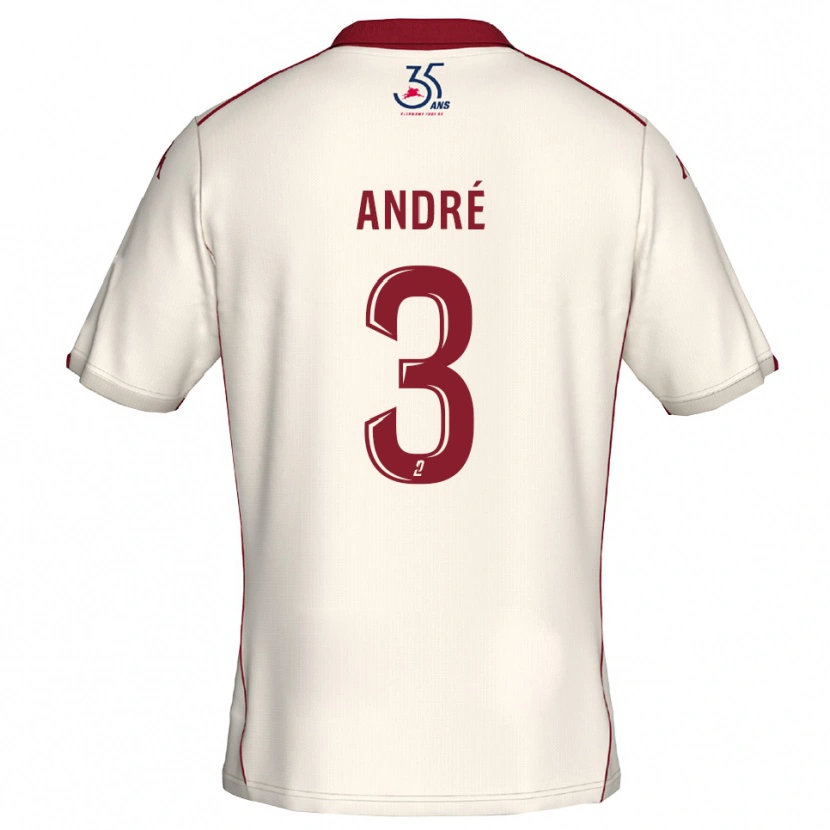 Danxen Niño Camiseta Winston André #3 Blanco Borgoña 2ª Equipación 2025/26 La Camisa
