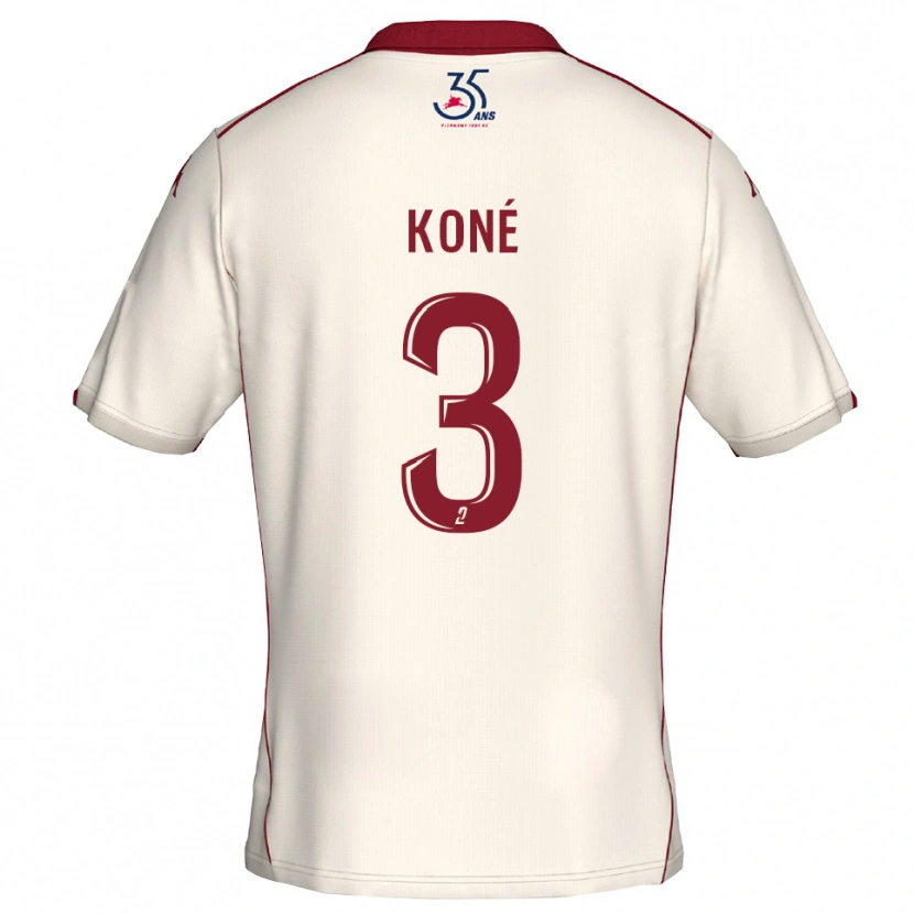 Danxen Niño Camiseta Lény Koné #3 Blanco Borgoña 2ª Equipación 2025/26 La Camisa
