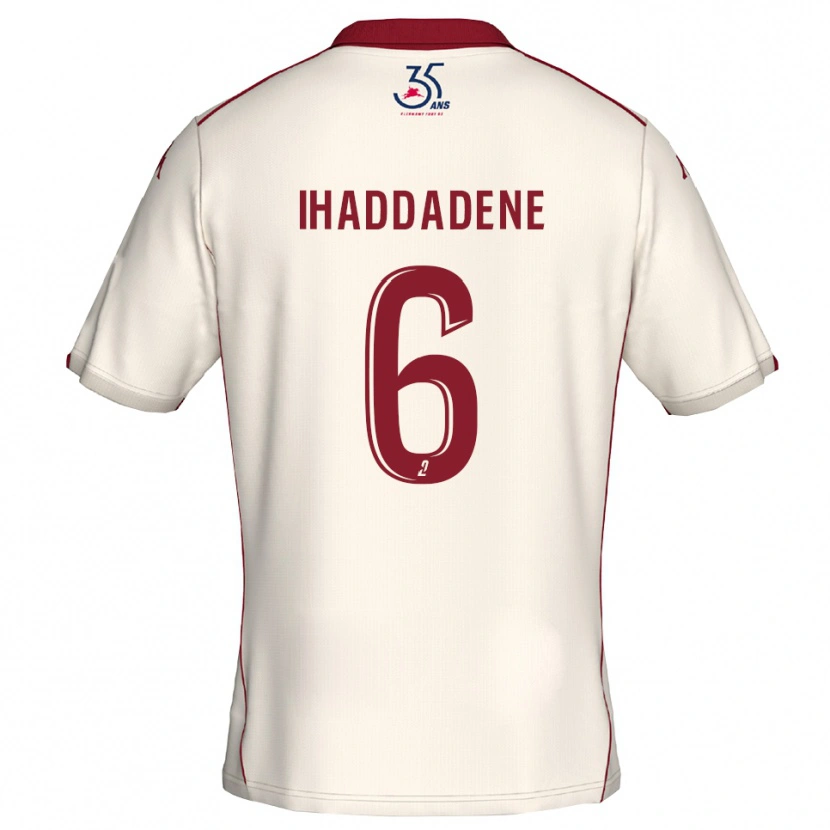 Danxen Niño Camiseta Ilan Ihaddadene #6 Blanco Borgoña 2ª Equipación 2025/26 La Camisa