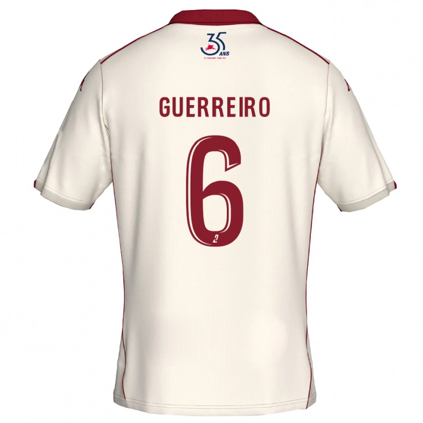 Danxen Niño Camiseta Mattéo Guerreiro #6 Blanco Borgoña 2ª Equipación 2025/26 La Camisa