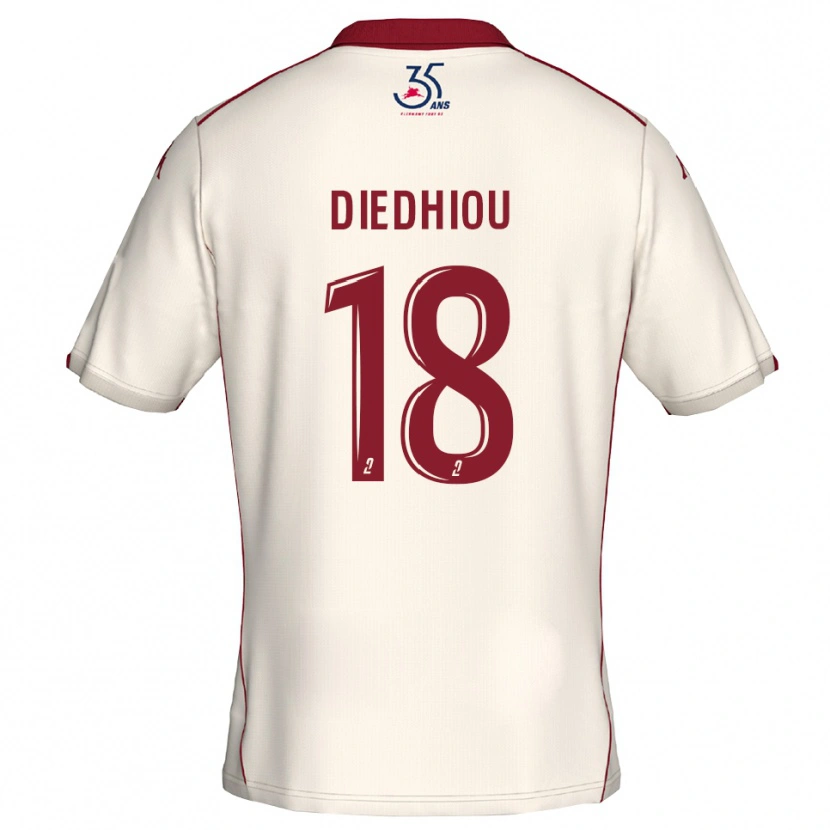 Danxen Niño Camiseta Famara Diédhiou #18 Blanco Borgoña 2ª Equipación 2025/26 La Camisa
