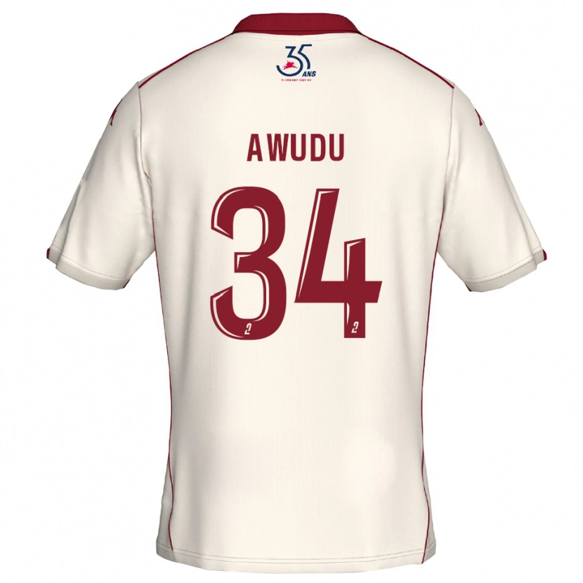 Danxen Niño Camiseta Sumaila Awudu #34 Blanco Borgoña 2ª Equipación 2025/26 La Camisa
