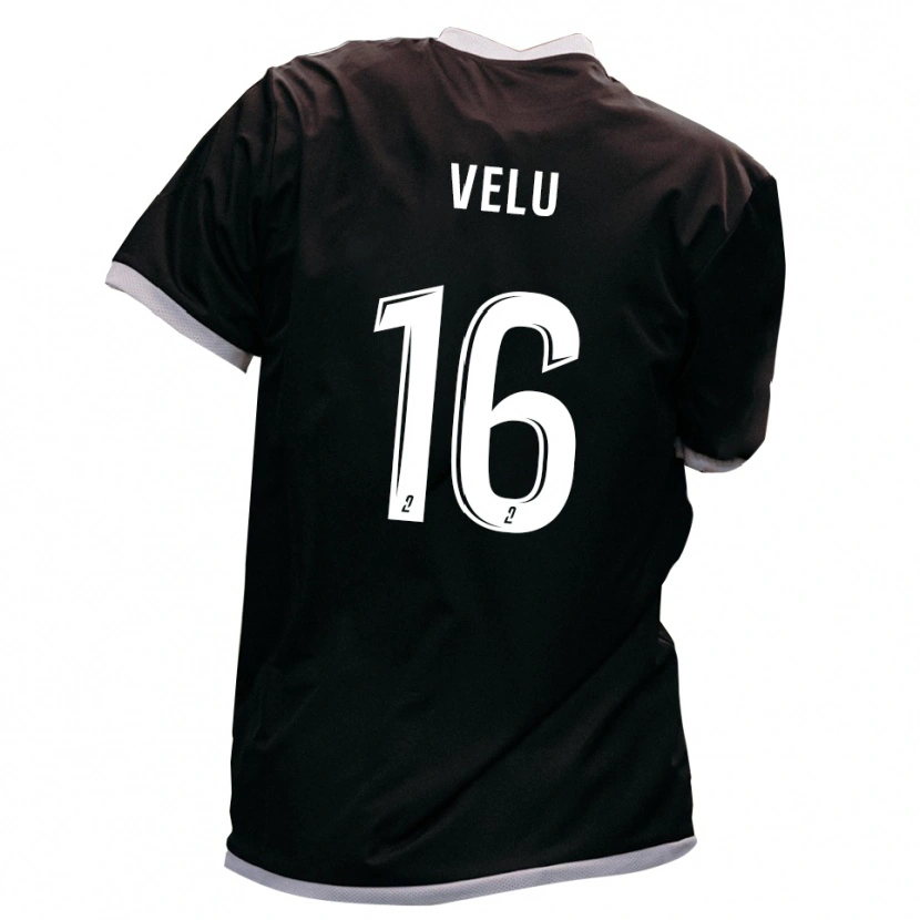 Danxen Niño Camiseta Lukas Velu #16 Negro Oro 2ª Equipación 2025/26 La Camisa