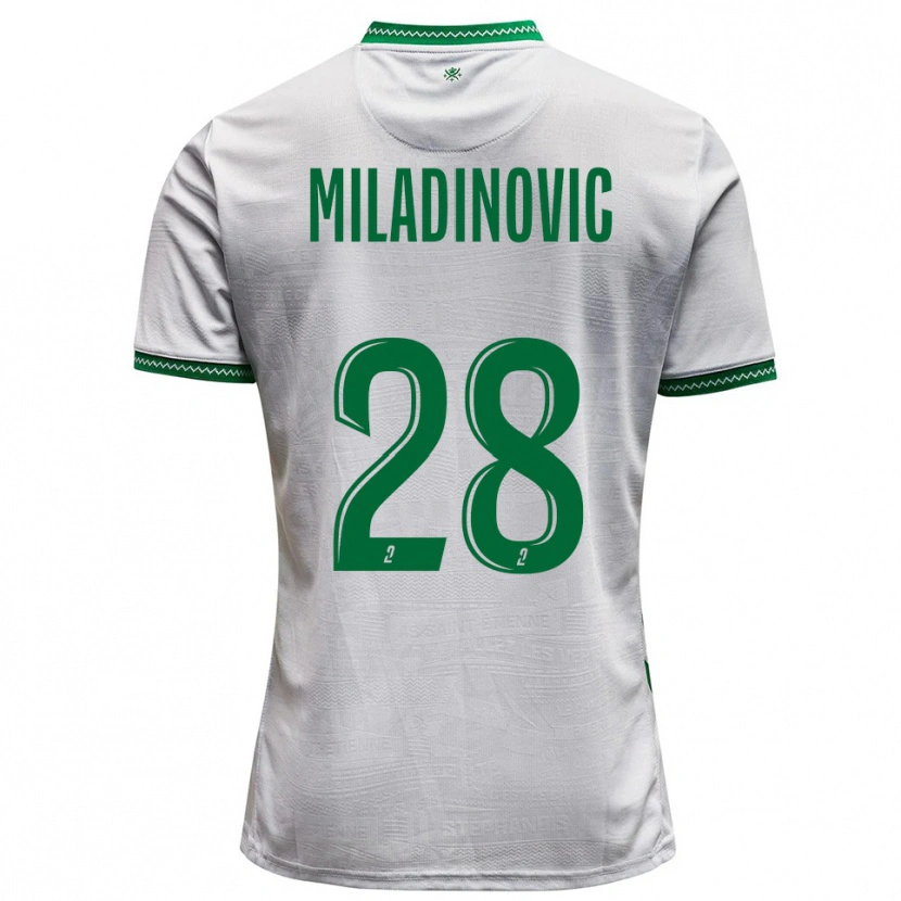 Danxen Niño Camiseta Igor Miladinovic #28 Blanco Verde 2ª Equipación 2025/26 La Camisa