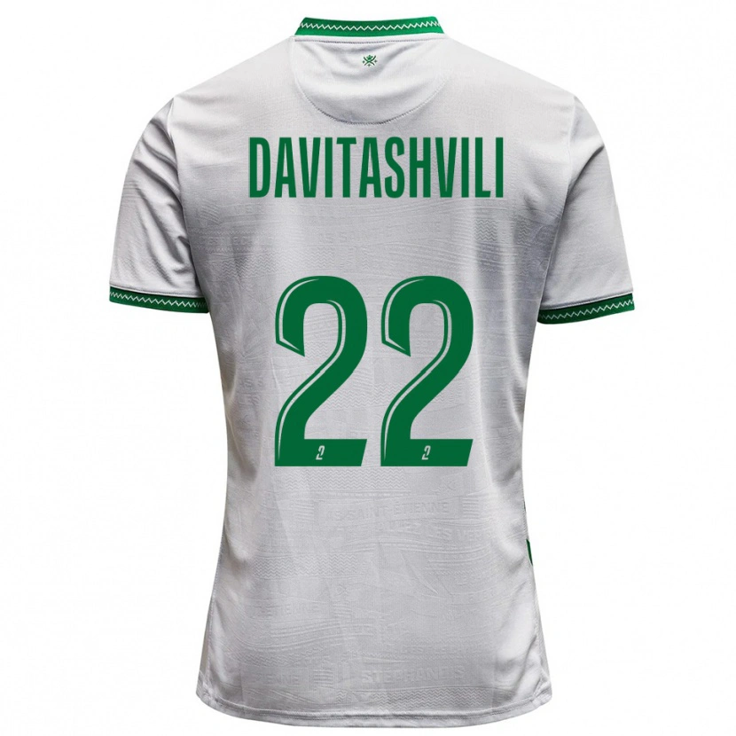 Danxen Niño Camiseta Zuriko Davitashvili #22 Blanco Verde 2ª Equipación 2025/26 La Camisa