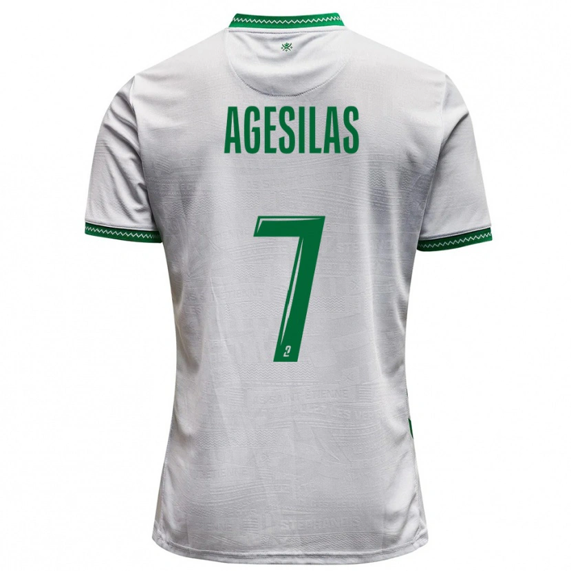 Danxen Niño Camiseta Meïvyn Agesilas #7 Blanco Verde 2ª Equipación 2025/26 La Camisa