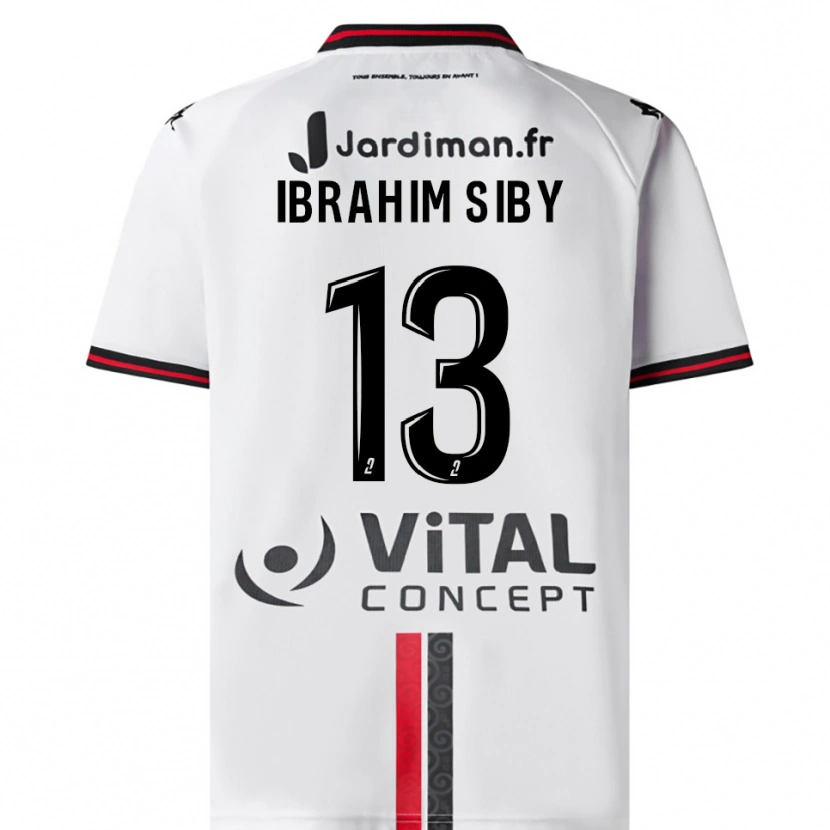 Danxen Niño Camiseta Ben Ibrahim Siby #13 Blanco Rojo 2ª Equipación 2025/26 La Camisa