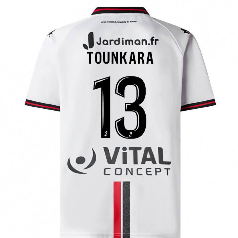 Danxen Niño Camiseta Fadiala Tounkara #13 Blanco Rojo 2ª Equipación 2025/26 La Camisa