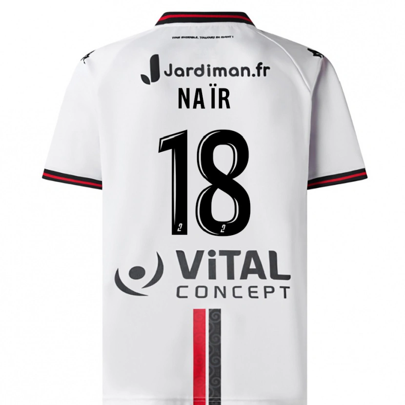 Danxen Niño Camiseta Sohaib Naïr #18 Blanco Rojo 2ª Equipación 2025/26 La Camisa