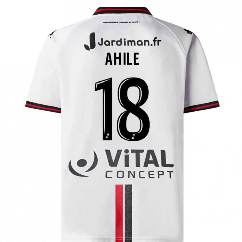 Danxen Niño Camiseta Tanguy Ahile #18 Blanco Rojo 2ª Equipación 2025/26 La Camisa