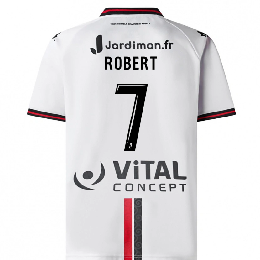 Danxen Niño Camiseta Faustine Robert #7 Blanco Rojo 2ª Equipación 2025/26 La Camisa