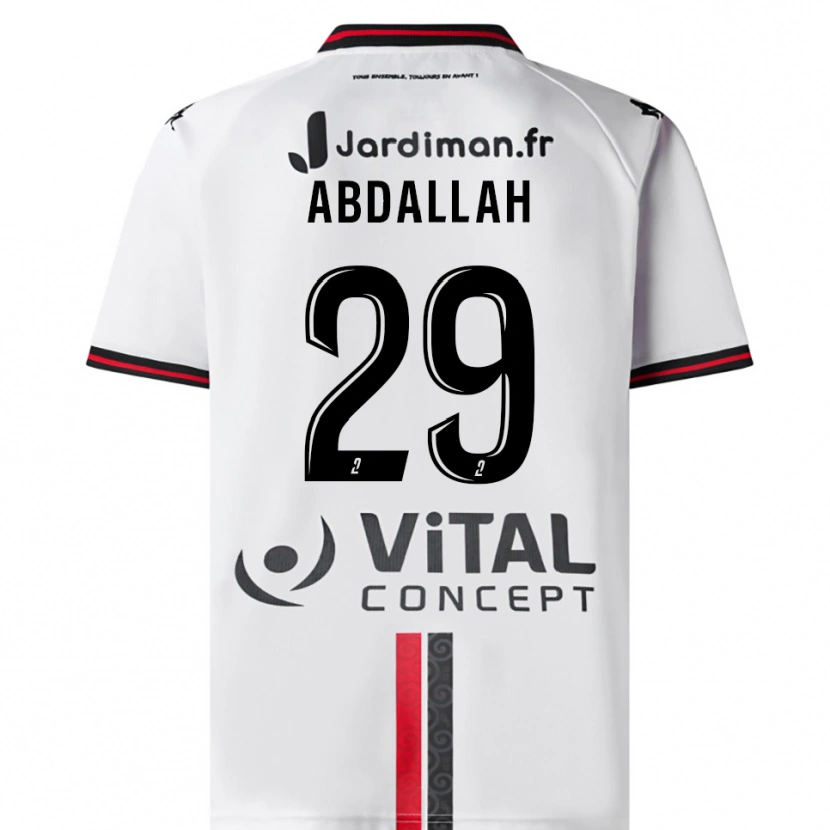 Danxen Niño Camiseta Akim Abdallah #29 Blanco Rojo 2ª Equipación 2025/26 La Camisa