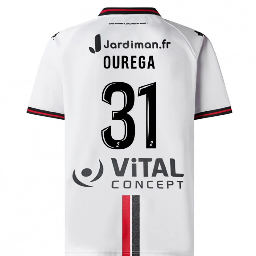 Danxen Niño Camiseta Dylan Ourega #31 Blanco Rojo 2ª Equipación 2025/26 La Camisa