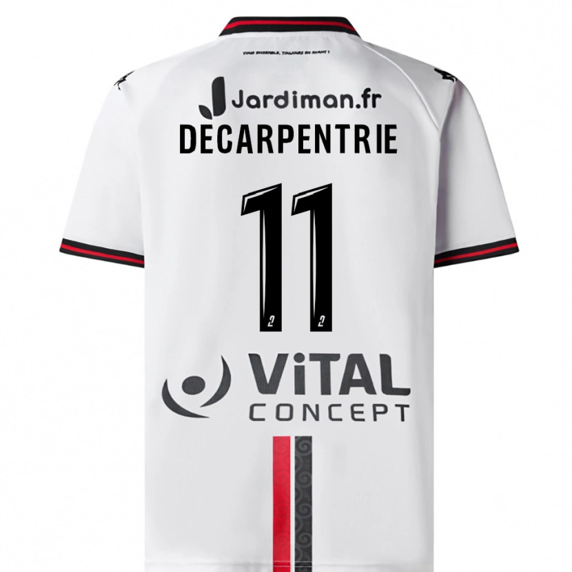 Danxen Niño Camiseta Salatiel Decarpentrie #11 Blanco Rojo 2ª Equipación 2025/26 La Camisa