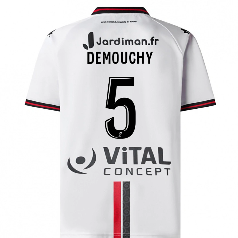 Danxen Niño Camiseta Albin Demouchy #5 Blanco Rojo 2ª Equipación 2025/26 La Camisa