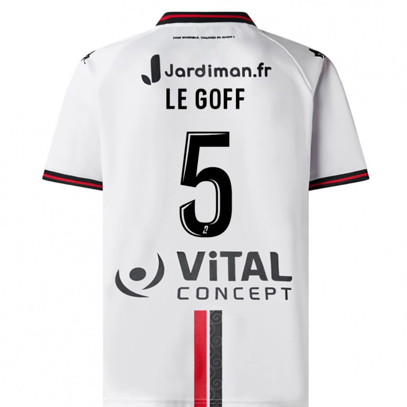 Danxen Niño Camiseta Nathan Le Goff #5 Blanco Rojo 2ª Equipación 2025/26 La Camisa
