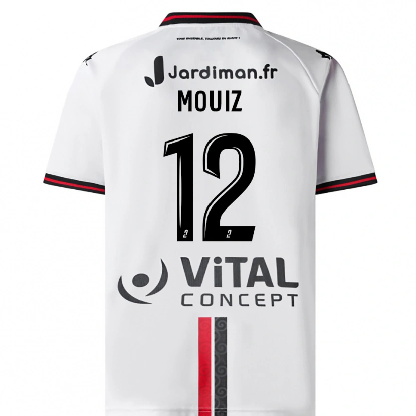 Danxen Niño Camiseta Rayan Mouiz #12 Blanco Rojo 2ª Equipación 2025/26 La Camisa