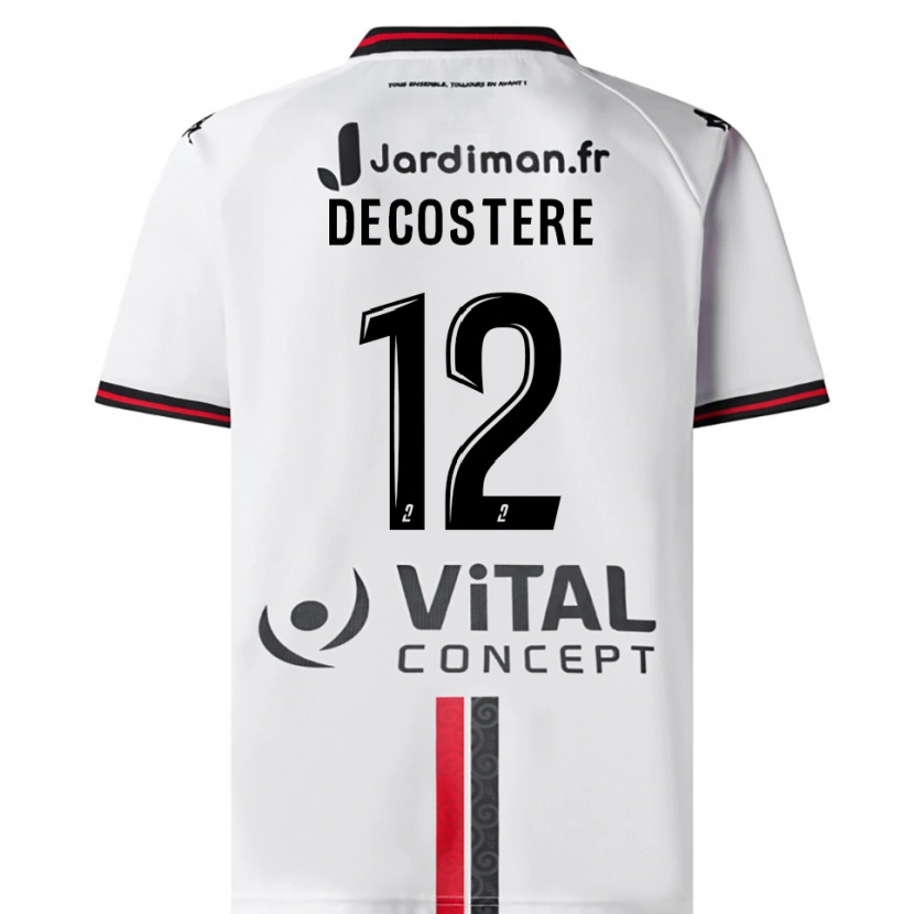 Danxen Niño Camiseta Morgane Decostere #12 Blanco Rojo 2ª Equipación 2025/26 La Camisa