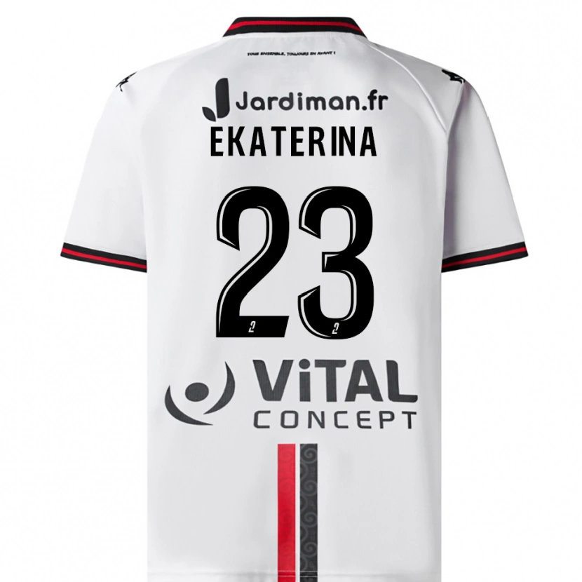 Danxen Niño Camiseta Tyrishkina Ekaterina #23 Blanco Rojo 2ª Equipación 2025/26 La Camisa