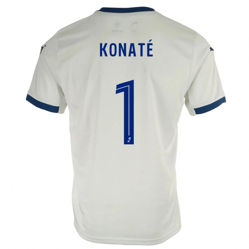 Danxen Niño Camiseta Hillel Konaté #1 Blanco Azul 2ª Equipación 2025/26 La Camisa