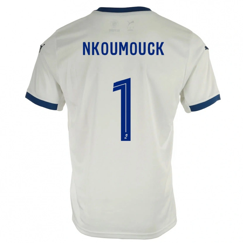 Danxen Niño Camiseta Marc-Anthony Nkoumouck #1 Blanco Azul 2ª Equipación 2025/26 La Camisa