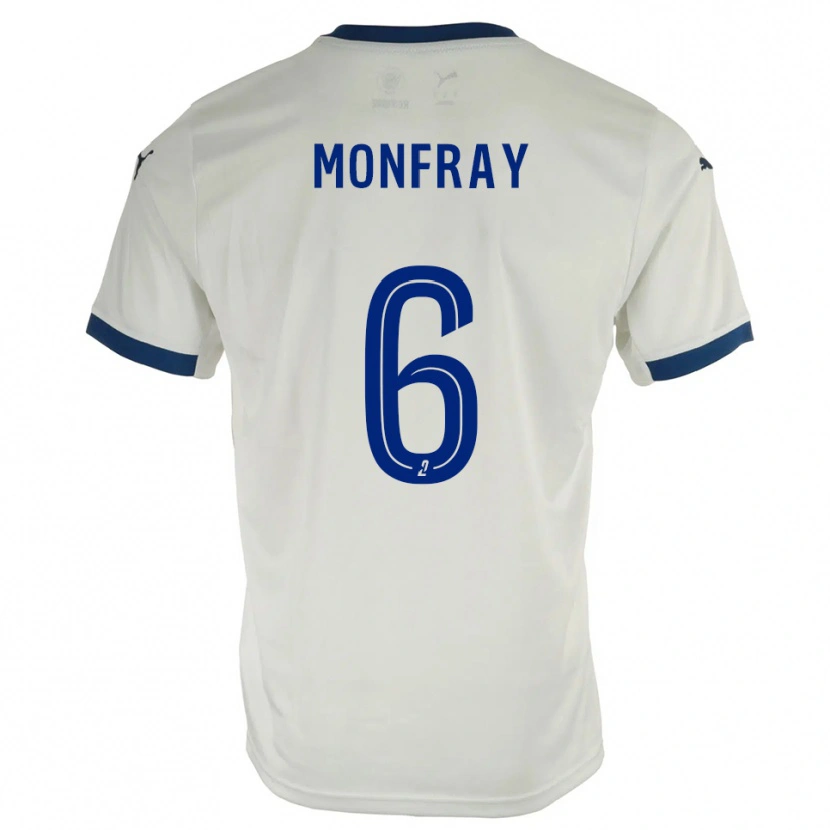 Danxen Niño Camiseta Adrien Monfray #6 Blanco Azul 2ª Equipación 2025/26 La Camisa
