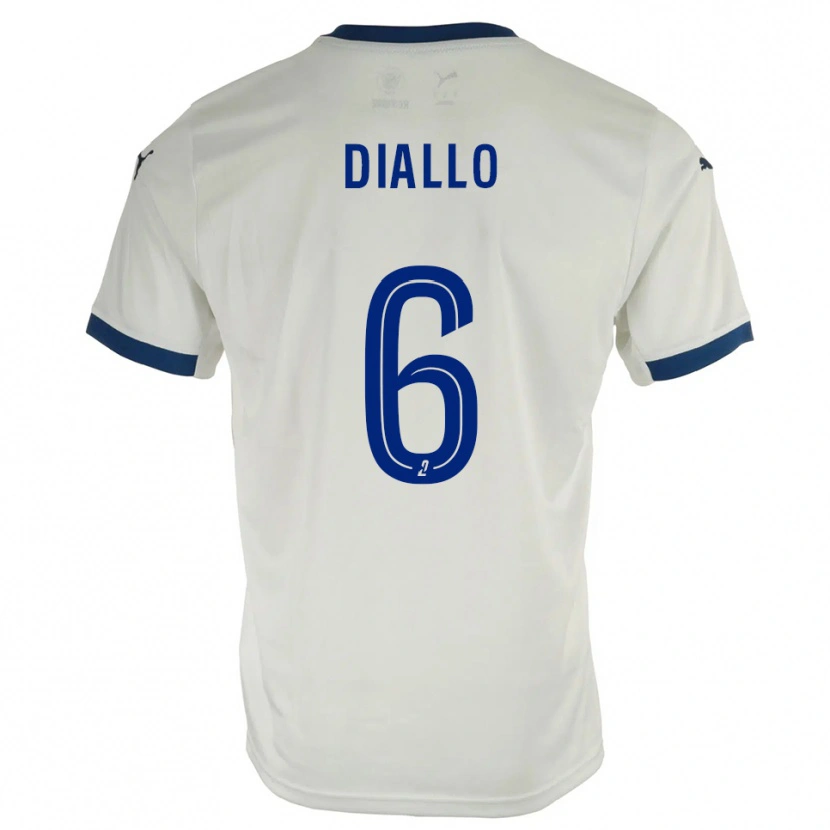 Danxen Niño Camiseta Amadou Diallo #6 Blanco Azul 2ª Equipación 2025/26 La Camisa