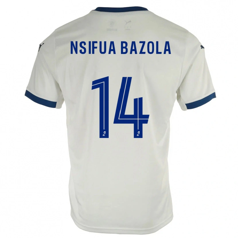 Danxen Niño Camiseta Preston Nsifua Bazola #14 Blanco Azul 2ª Equipación 2025/26 La Camisa