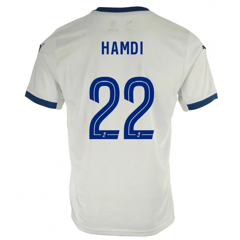 Danxen Niño Camiseta Mathis Hamdi #22 Blanco Azul 2ª Equipación 2025/26 La Camisa