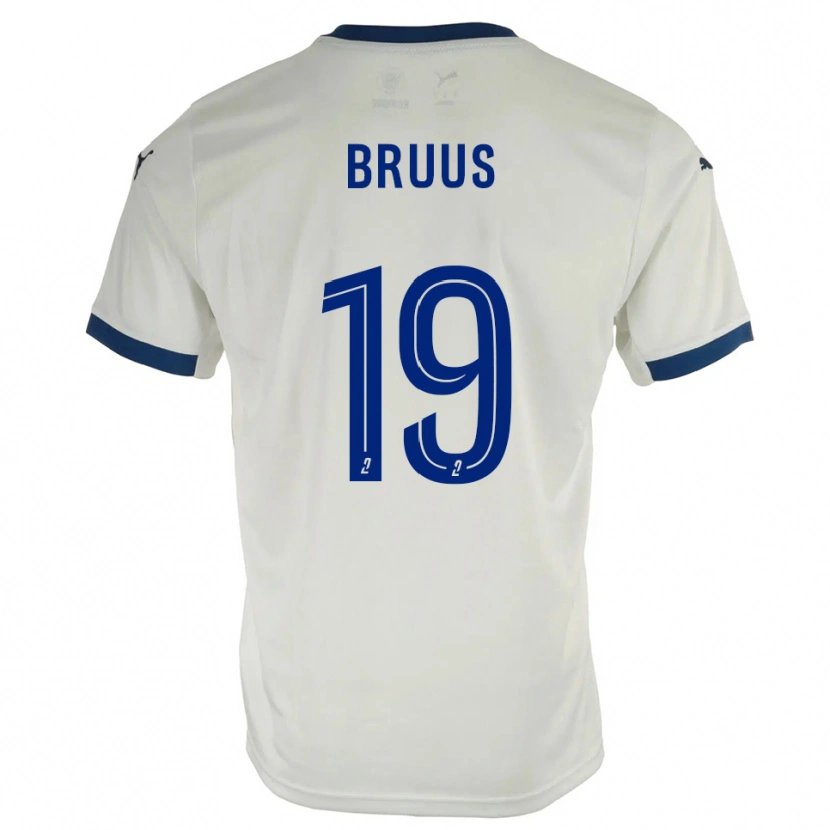 Danxen Niño Camiseta Andreas Bruus #19 Blanco Azul 2ª Equipación 2025/26 La Camisa