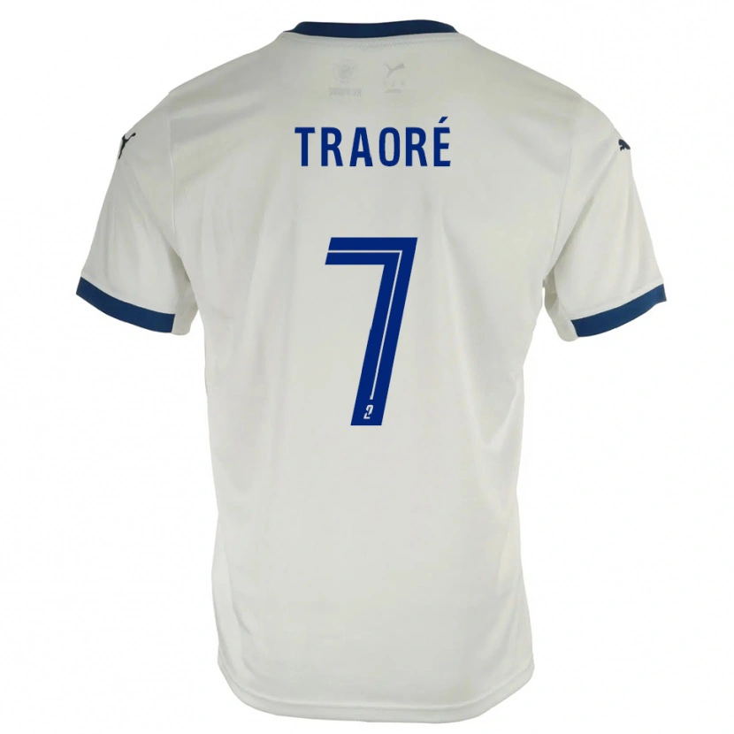 Danxen Niño Camiseta Ibrahim Traoré #7 Blanco Azul 2ª Equipación 2025/26 La Camisa