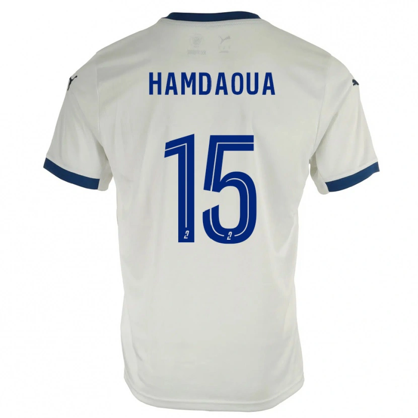 Danxen Niño Camiseta Noham Hamdaoua #15 Blanco Azul 2ª Equipación 2025/26 La Camisa