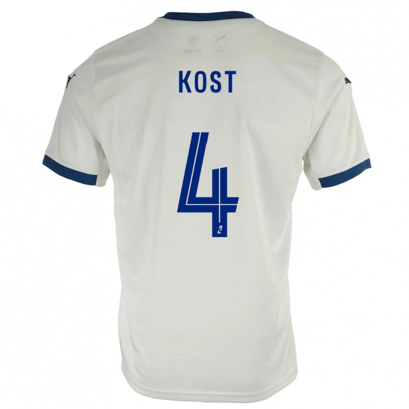 Danxen Niño Camiseta Enzo Kost #4 Blanco Azul 2ª Equipación 2025/26 La Camisa