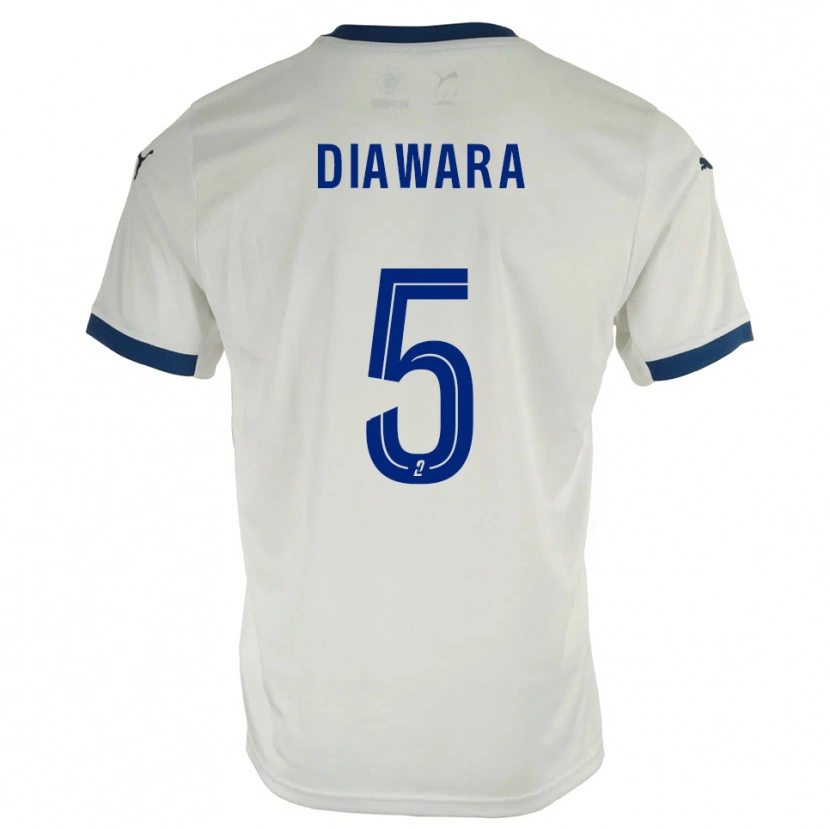 Danxen Niño Camiseta Sankhoun Diawara #5 Blanco Azul 2ª Equipación 2025/26 La Camisa