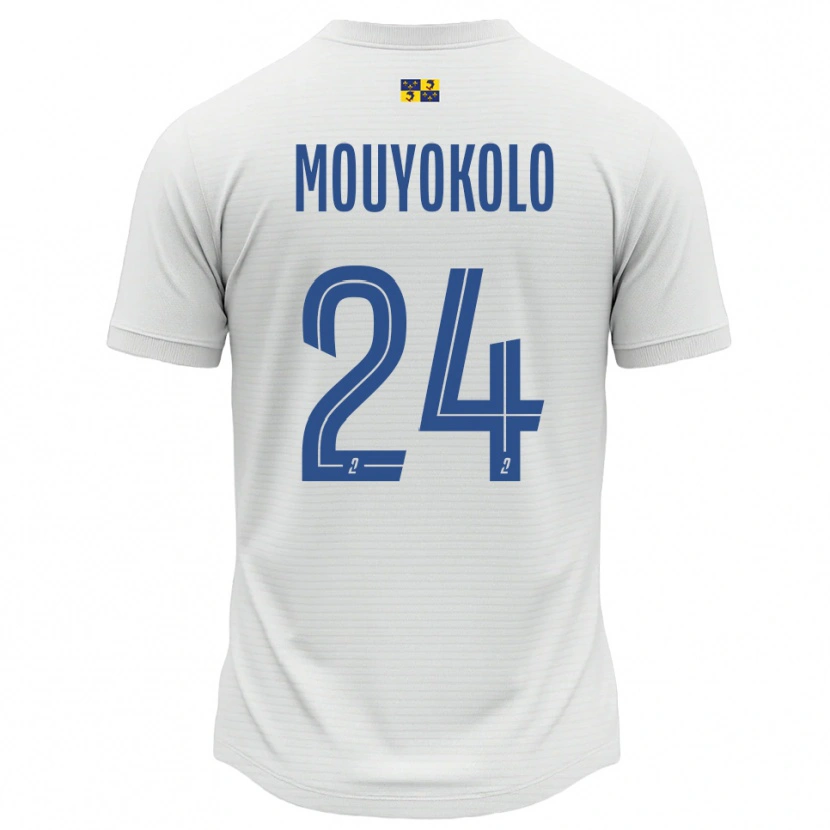 Danxen Niño Camiseta Loris Mouyokolo #24 Blanco Azul 2ª Equipación 2025/26 La Camisa