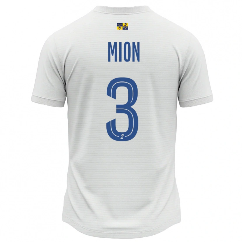 Danxen Niño Camiseta Mathieu Mion #3 Blanco Azul 2ª Equipación 2025/26 La Camisa