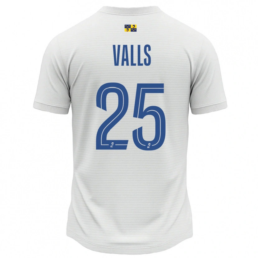 Danxen Niño Camiseta Théo Valls #25 Blanco Azul 2ª Equipación 2025/26 La Camisa