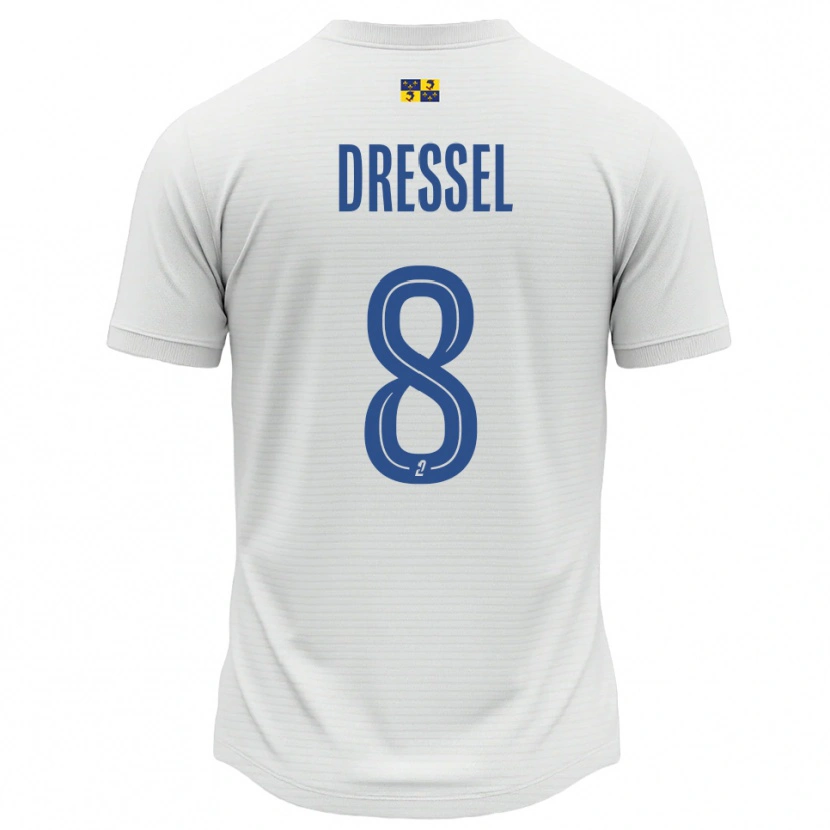 Danxen Niño Camiseta Charlie Dressel #8 Blanco Azul 2ª Equipación 2025/26 La Camisa