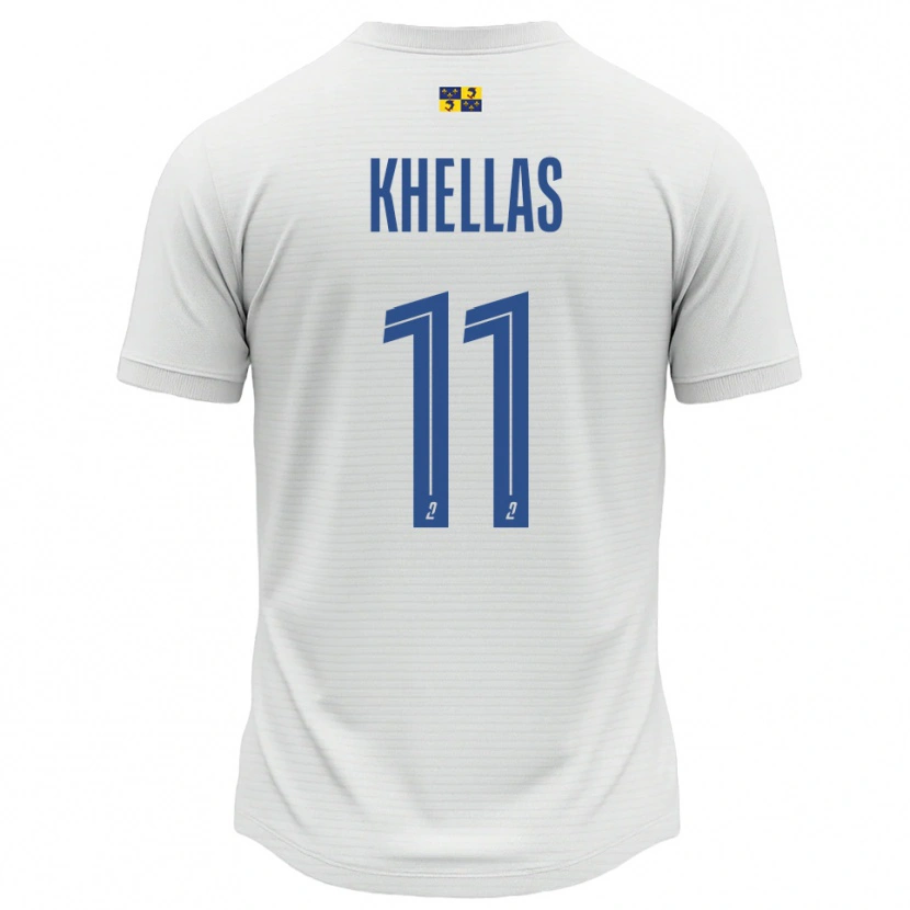 Danxen Niño Camiseta Armelle Khellas #11 Blanco Azul 2ª Equipación 2025/26 La Camisa