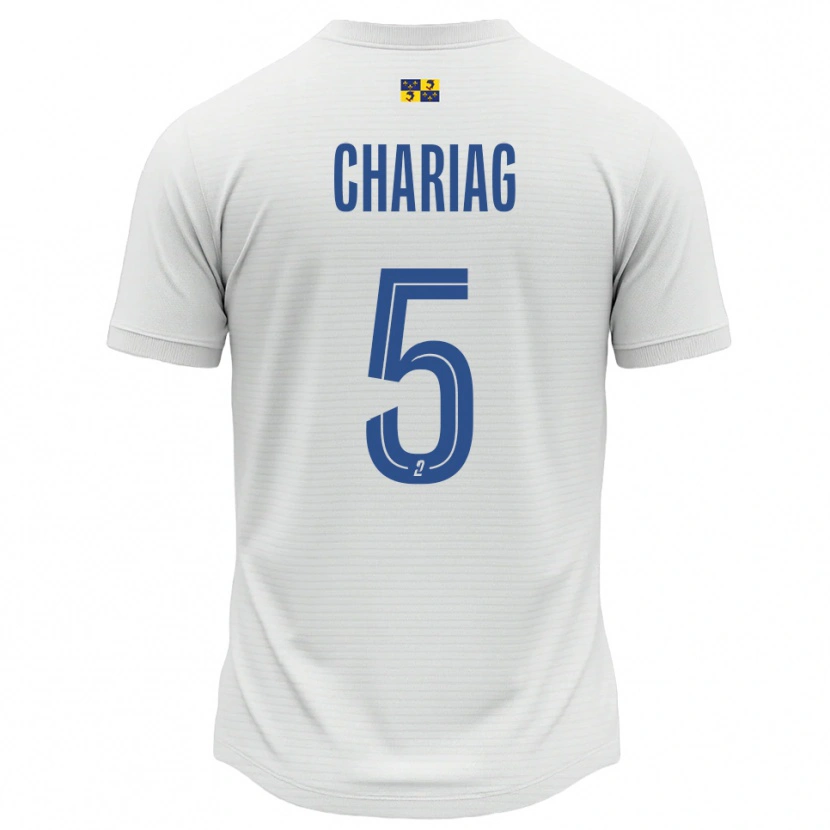 Danxen Niño Camiseta Adam Chariag #5 Blanco Azul 2ª Equipación 2025/26 La Camisa