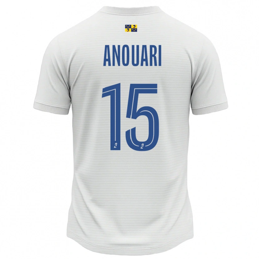Danxen Niño Camiseta Naël Anouari #15 Blanco Azul 2ª Equipación 2025/26 La Camisa