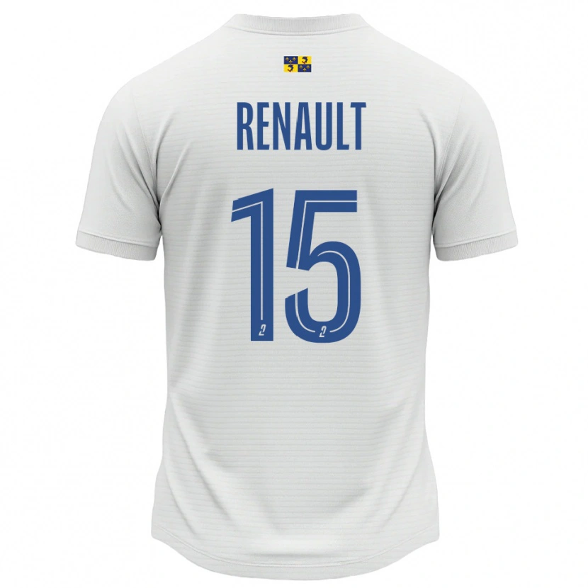 Danxen Niño Camiseta Sylvie Renault #15 Blanco Azul 2ª Equipación 2025/26 La Camisa