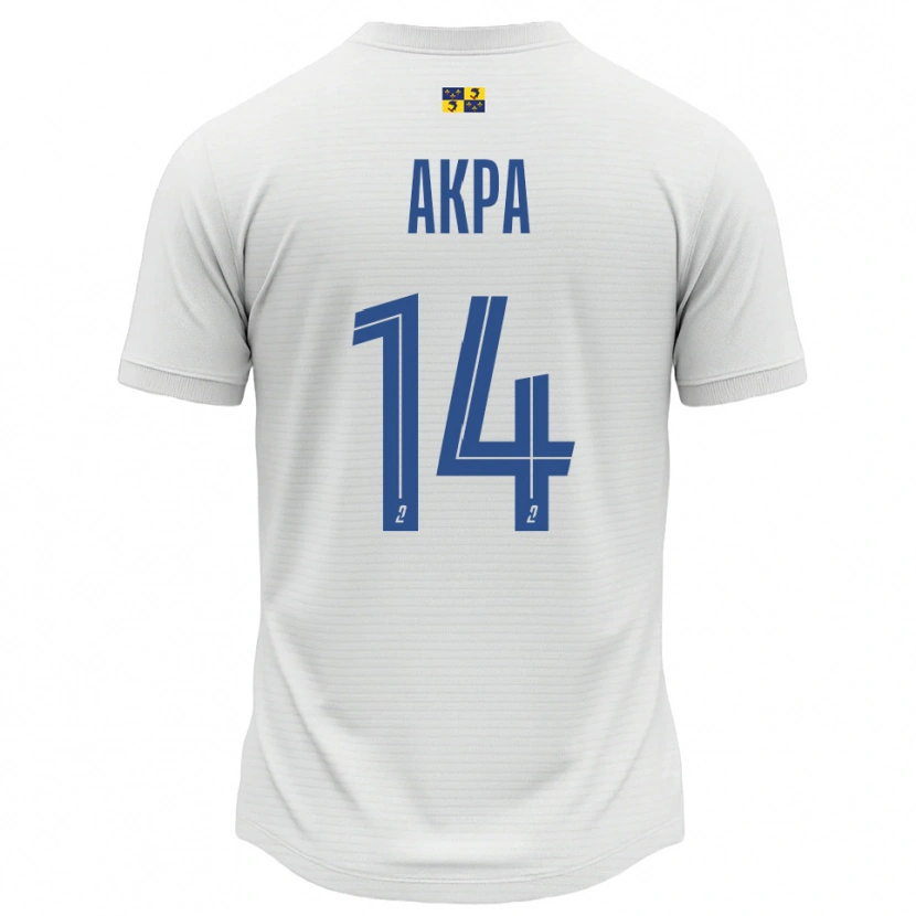 Danxen Niño Camiseta Mara Akpa #14 Blanco Azul 2ª Equipación 2025/26 La Camisa