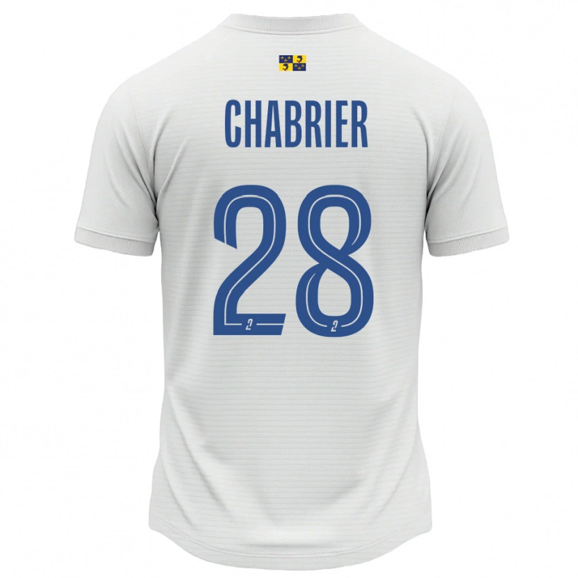Danxen Niño Camiseta Mélanie Chabrier #28 Blanco Azul 2ª Equipación 2025/26 La Camisa