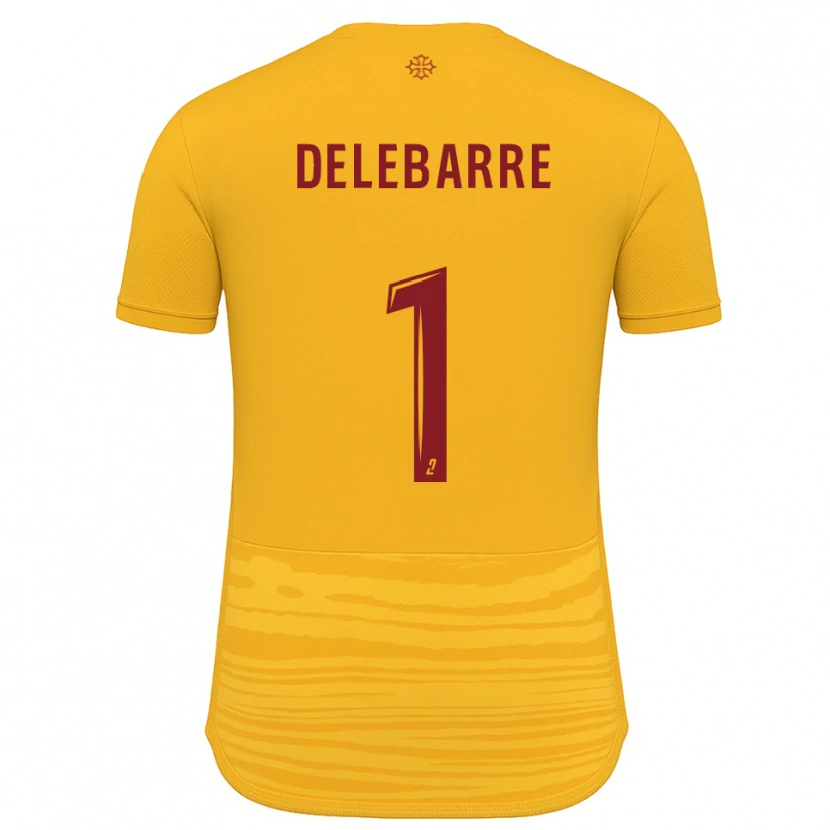 Danxen Niño Camiseta Mathis Delebarre #1 Naranja Borgoña 2ª Equipación 2025/26 La Camisa